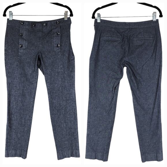 Banana Republic Sloan Fit Crop Pants sz 4 Women Muted Blue Buttons 30x26 Stretch - Picture 1 of 9
